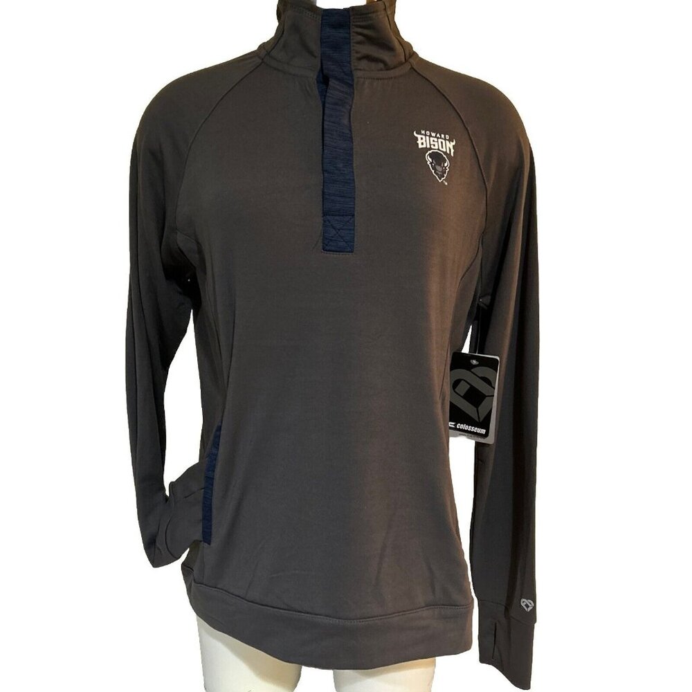 NEW Howard University Bison Colosseum Athletics 1/4 Gray LS Shirt Women's M